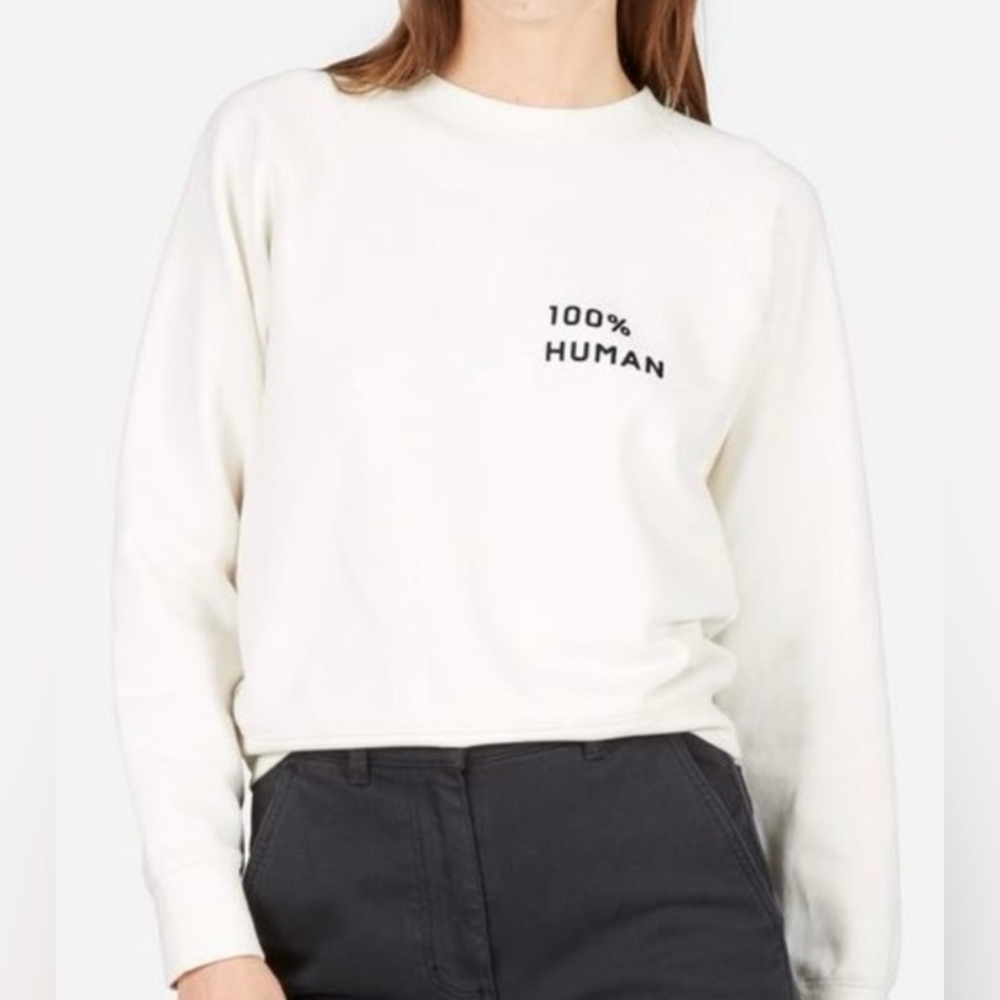 NWOT - Everlane 100% Human White Crewneck Sweatshirt Oversized Size XXXS